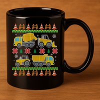 Tractors And Bulldozers Ugly Christmas Sweater 11oz C Handle Ceramic Mug