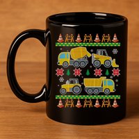 Tractors And Bulldozers Ugly Christmas Sweater 11oz C Handle Ceramic Mug