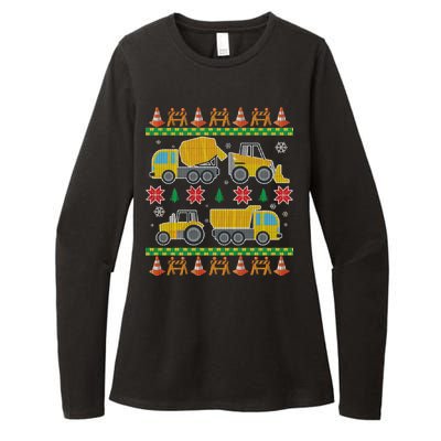 Tractors And Bulldozers Ugly Christmas Sweater Womens CVC Long Sleeve Shirt