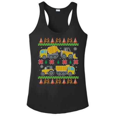 Tractors And Bulldozers Ugly Christmas Sweater Ladies PosiCharge Competitor Racerback Tank