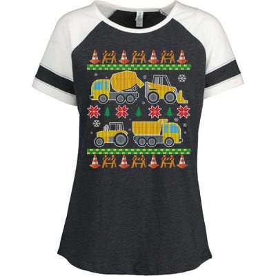 Tractors And Bulldozers Ugly Christmas Sweater Enza Ladies Jersey Colorblock Tee