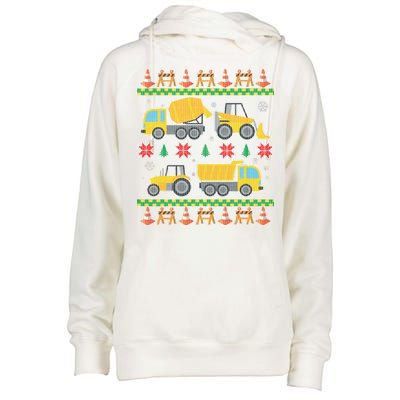 Tractors And Bulldozers Ugly Christmas Sweater Womens Funnel Neck Pullover Hood