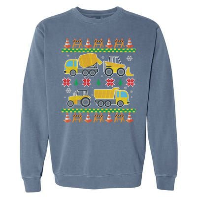 Tractors And Bulldozers Ugly Christmas Sweater Garment-Dyed Sweatshirt