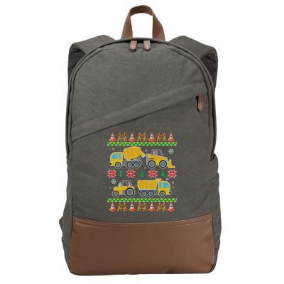 Tractors And Bulldozers Ugly Christmas Sweater Cotton Canvas Backpack