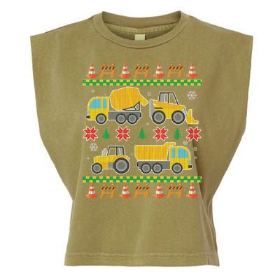 Tractors And Bulldozers Ugly Christmas Sweater Garment-Dyed Women's Muscle Tee