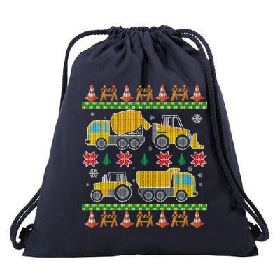 Tractors And Bulldozers Ugly Christmas Sweater Drawstring Bag