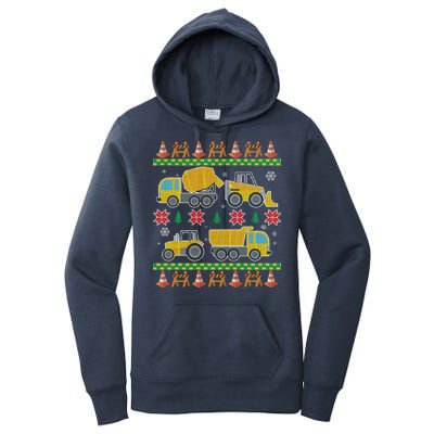 Tractors And Bulldozers Ugly Christmas Sweater Women's Pullover Hoodie