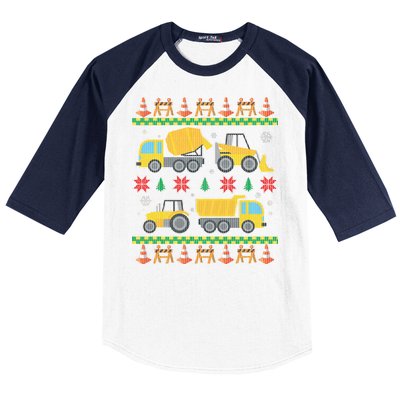 Tractors And Bulldozers Ugly Christmas Sweater Baseball Sleeve Shirt