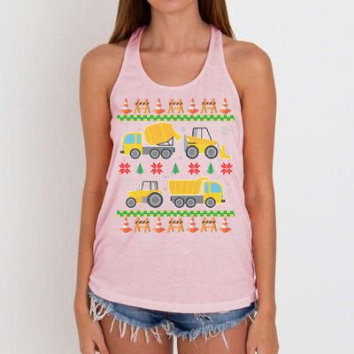 Tractors And Bulldozers Ugly Christmas Sweater Women's Knotted Racerback Tank