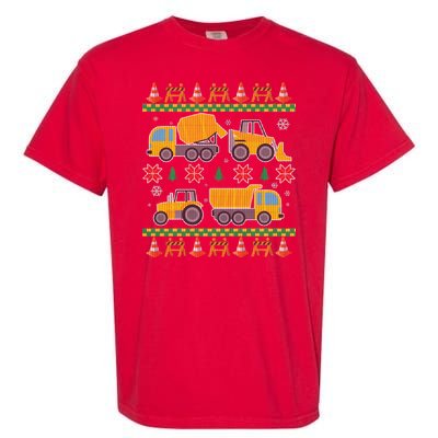 Tractors And Bulldozers Ugly Christmas Sweater Garment-Dyed Heavyweight T-Shirt