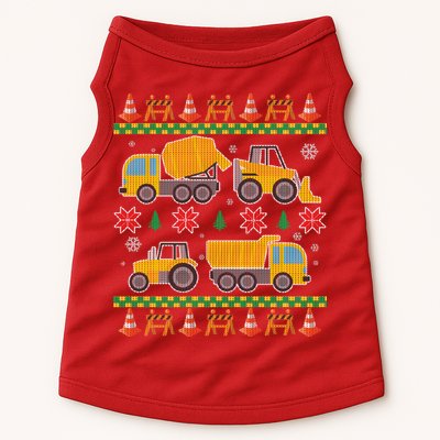 Tractors And Bulldozers Ugly Christmas Sweater Doggie Tank