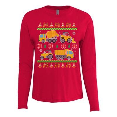 Tractors And Bulldozers Ugly Christmas Sweater Womens Cotton Relaxed Long Sleeve T-Shirt