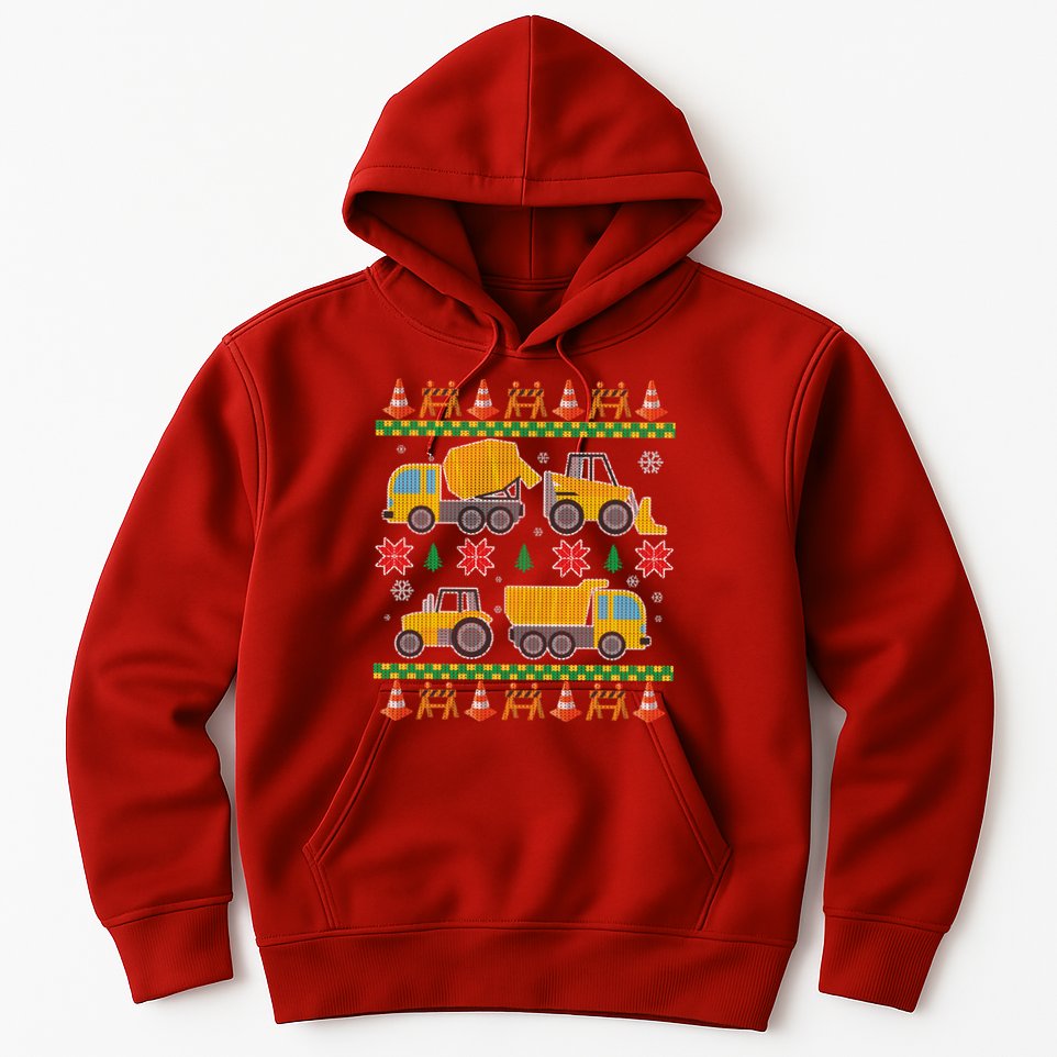 Tractors And Bulldozers Ugly Christmas Sweater Hoodie