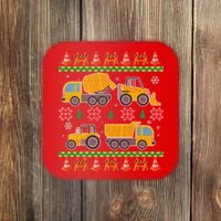 Tractors And Bulldozers Ugly Christmas Sweater Coaster