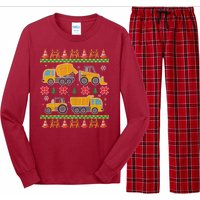 Tractors And Bulldozers Ugly Christmas Sweater Long Sleeve Pajama Set