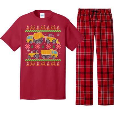 Tractors And Bulldozers Ugly Christmas Sweater Pajama Set