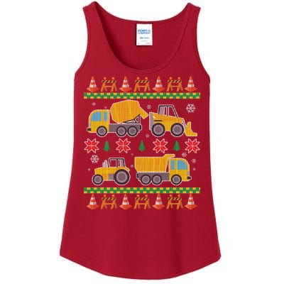 Tractors And Bulldozers Ugly Christmas Sweater Ladies Essential Tank