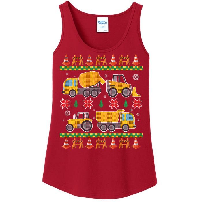 Tractors And Bulldozers Ugly Christmas Sweater Ladies Essential Tank