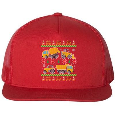 Tractors And Bulldozers Ugly Christmas Sweater Flatbill Hat