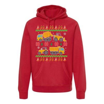 Tractors And Bulldozers Ugly Christmas Sweater Premium Hoodie