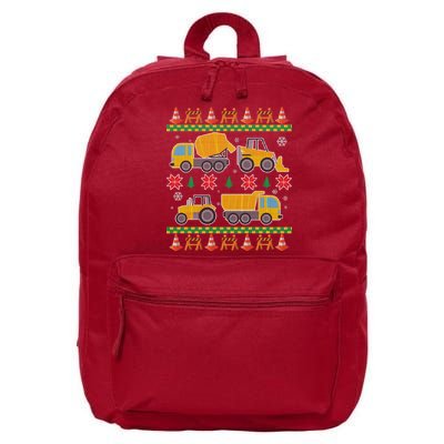 Tractors And Bulldozers Ugly Christmas Sweater 16 in Basic Backpack