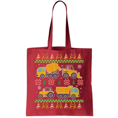 Tractors And Bulldozers Ugly Christmas Sweater Tote Bag