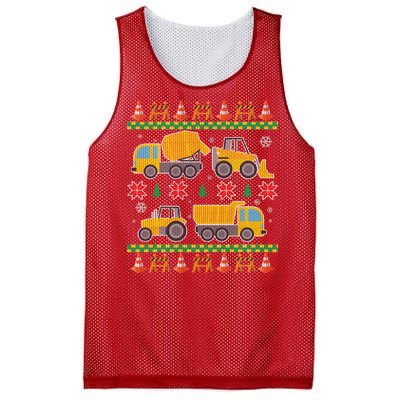 Tractors And Bulldozers Ugly Christmas Sweater Mesh Reversible Basketball Jersey Tank