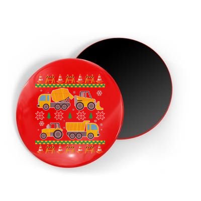 Tractors And Bulldozers Ugly Christmas Sweater Magnet