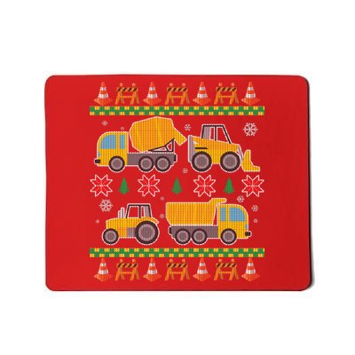 Tractors And Bulldozers Ugly Christmas Sweater Mousepad