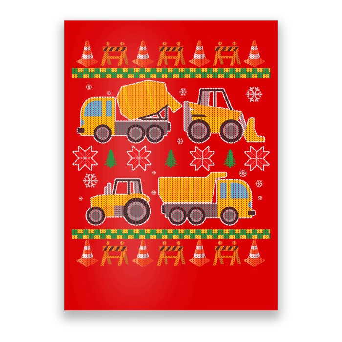 Tractors And Bulldozers Ugly Christmas Sweater Poster