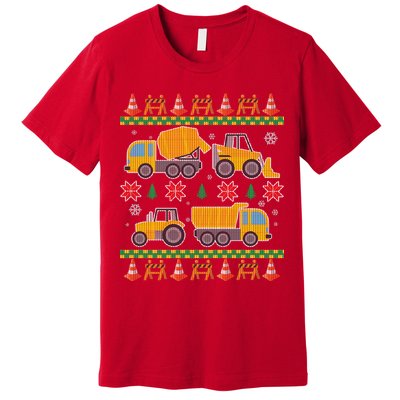 Tractors And Bulldozers Ugly Christmas Sweater Premium T-Shirt