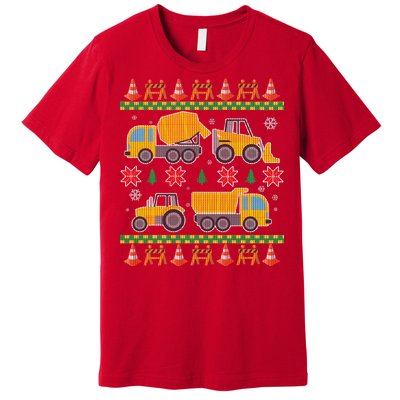 Tractors And Bulldozers Ugly Christmas Sweater Premium T-Shirt