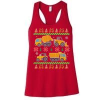 Tractors And Bulldozers Ugly Christmas Sweater Women's Racerback Tank