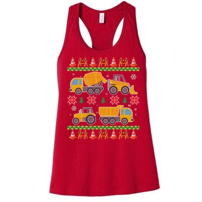 Tractors And Bulldozers Ugly Christmas Sweater Women's Racerback Tank