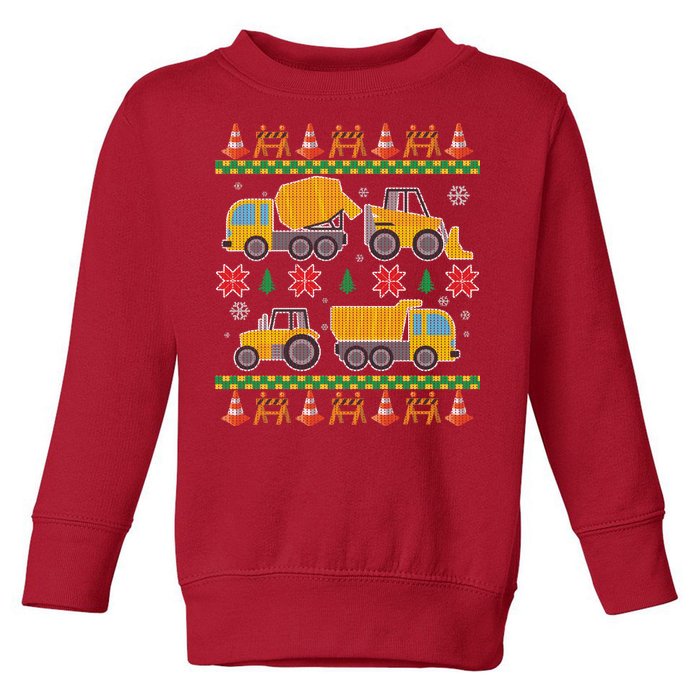 Tractors And Bulldozers Ugly Christmas Sweater Toddler Sweatshirt