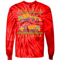 Tractors And Bulldozers Ugly Christmas Sweater Tie-Dye Long Sleeve Shirt