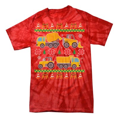 Tractors And Bulldozers Ugly Christmas Sweater Tie-Dye T-Shirt