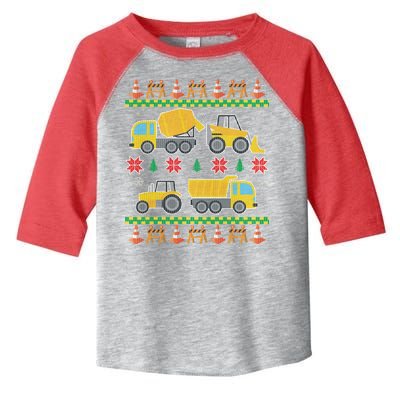 Tractors And Bulldozers Ugly Christmas Sweater Toddler Fine Jersey T-Shirt