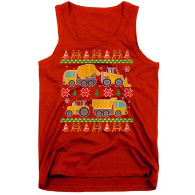 Tractors And Bulldozers Ugly Christmas Sweater Tank Top