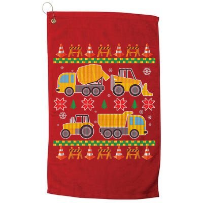 Tractors And Bulldozers Ugly Christmas Sweater Golf Towel