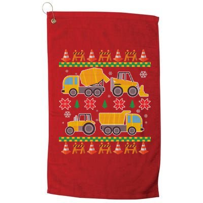 Tractors And Bulldozers Ugly Christmas Sweater Platinum Collection Golf Towel