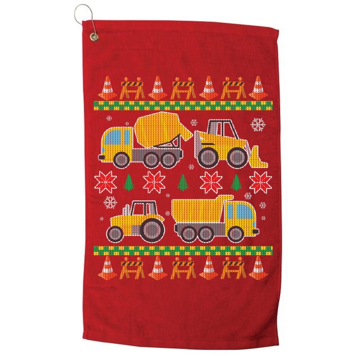 Tractors And Bulldozers Ugly Christmas Sweater Golf Towel
