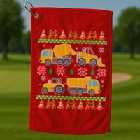 Tractors And Bulldozers Ugly Christmas Sweater Golf Towel