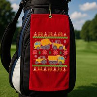 Tractors And Bulldozers Ugly Christmas Sweater Golf Towel