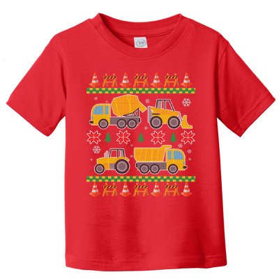 Tractors And Bulldozers Ugly Christmas Sweater Toddler T-Shirt
