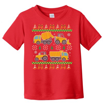 Tractors And Bulldozers Ugly Christmas Sweater Toddler T-Shirt