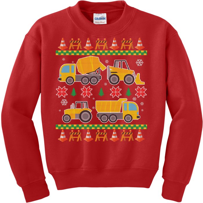 Tractors And Bulldozers Ugly Christmas Sweater Kids Sweatshirt