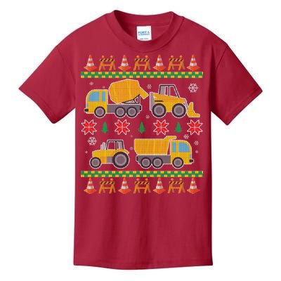 Tractors And Bulldozers Ugly Christmas Sweater Kids T-Shirt