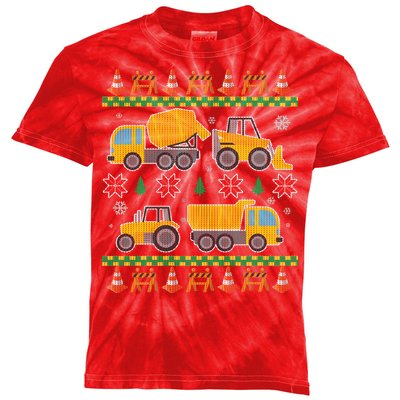 Tractors And Bulldozers Ugly Christmas Sweater Kids Tie-Dye T-Shirt