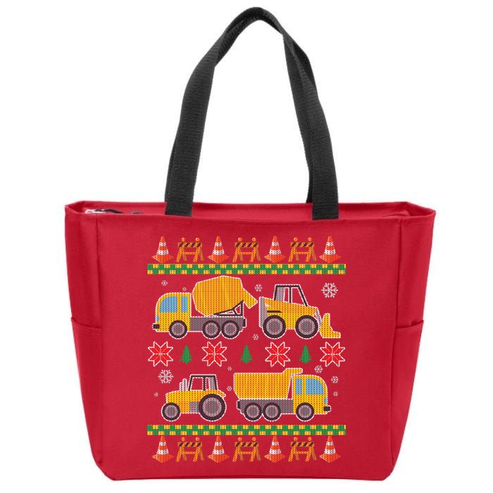 Tractors And Bulldozers Ugly Christmas Sweater Zip Tote Bag